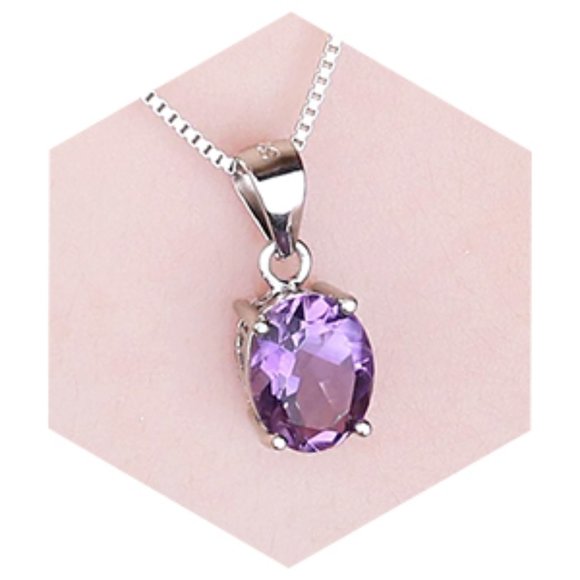 💜 1.77ct Amethyst Pendant - 925 Sterling Silver - Picture 5 of 9